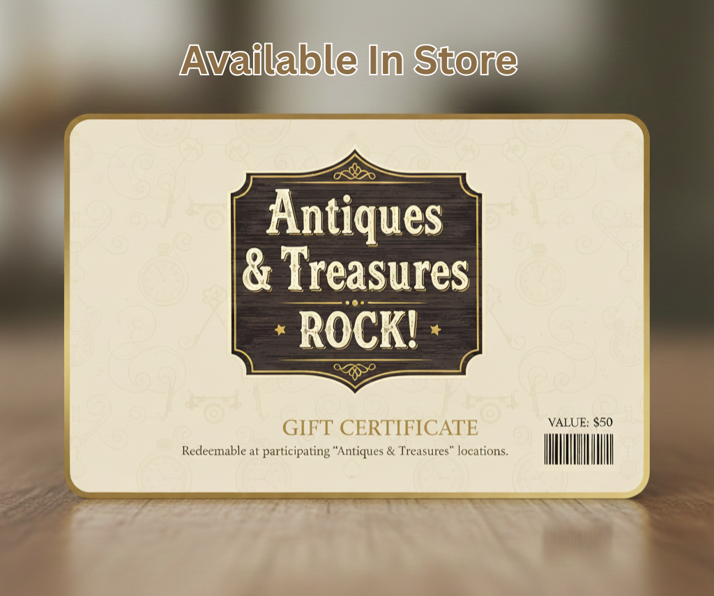 Picture of a Antiques on Rock Gift Certificate Example with a $50 Value